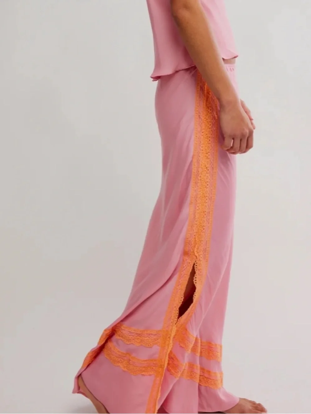 🆕 Intimately Maxi Skirt Lace Set Lingerie Slip Camisole neon WISH YOU WERE HERE